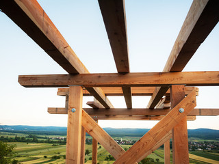 Wooden construction of a watch tower in Burgenland