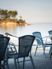 Chair and table at a beachbar on Rab Croatia