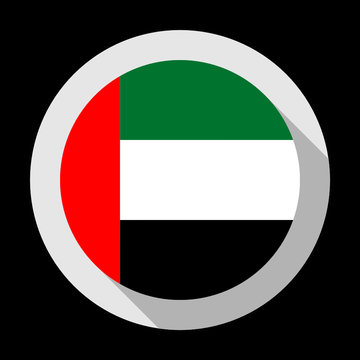 round icon with united arab emirates flag, isolated on black background
