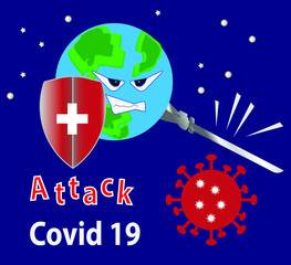 The World Attact Covid 19 dark blue animations