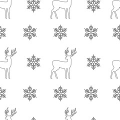 Winter Christmas pattern with deers. seamless pattern