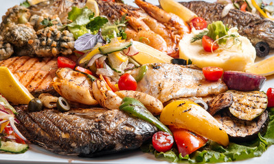 Assorted seafood set with fish shrimp and calamary