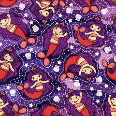 Pink and Purple Mermaid
