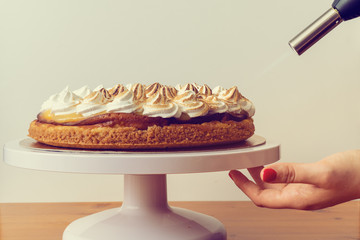 Blowtorch flambe a Carrot and Lemon Cake
