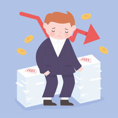 bankruptcy depressed businessman downwards arrow debt money business financial