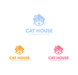 Cat House logo design, vector