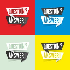 Modern design question answer text on speech bubbles concept. Vector illustration