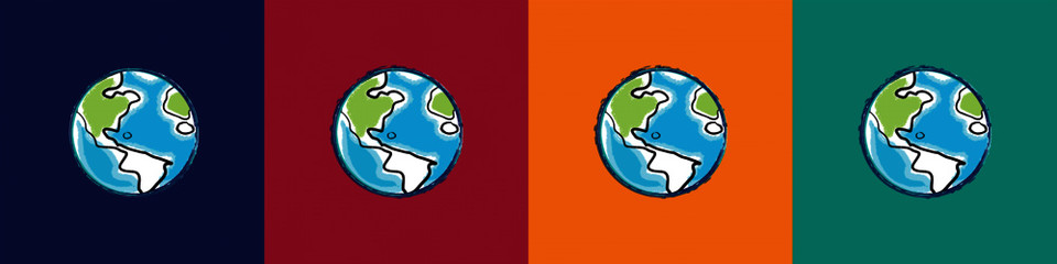 Globe sketch. Isolated on a colorful background