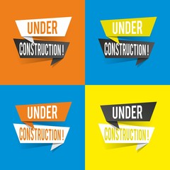 Modern design under construction text on speech bubbles concept. Vector illustration