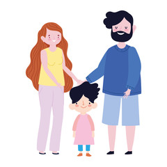 family mother father and son together member cartoon character