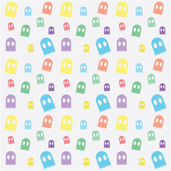 seamless pattern with icons cartoon ghost