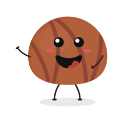 Cute flat cartoon chocolate ball illustration. Vector illustration of cute chocolate ball with a smiling expression.	