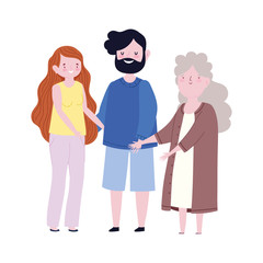 family grandma with parents together member cartoon character