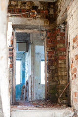 Fototapeta na wymiar Stairway space of abandoned building