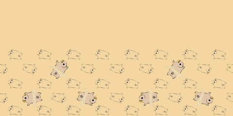 Pug Dog Frame Border Seamless Pattern