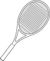 A vector line art illustration of a tennis racket