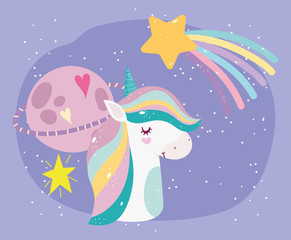 unicorn planet shooting star rainbow sweet cartoon