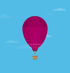 hot air balloon. Planning summer vacations. Tourism and vacation theme. Flat design vector illustration.