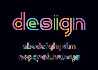 modern round font of two color lines