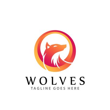 Abstract Circle Wolves Wild Modern Logos Design Vector Illustration Template