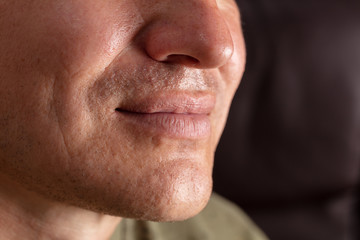 Close-up lips and mouth of a man.