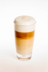 cafe Macchiatto con fondo blanco,mallorca, spain