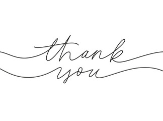 Thank you hand drawn vector modern calligraphy. Thank you handwritten ink illustration, dark brush pen line lettering isolated on white background. Usable for greeting cards, poster, banners, gifts