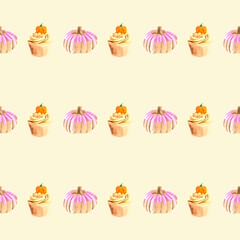 cute seamless pattern with pumpkins on Halloween