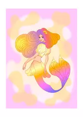 Tuinposter Vector illustration of a cute mermaid girl. © Mariya