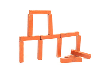 Vintage orange building blocks isolated on white
