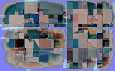 rendu d'un travail numérique, composition géométrique abstraite, rythmée par les couleurs
