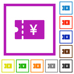 Japanese Yen discount coupon flat framed icons