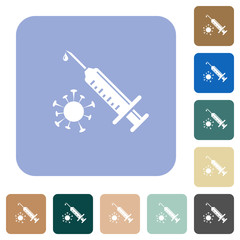 Antiviral injection rounded square flat icons