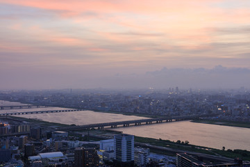 梅田スカイビルからの夕景
