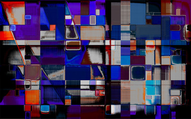rendu d'un travail numérique, composition géométrique abstraite, rythmée par les couleurs
