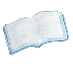 watercolor open blue book