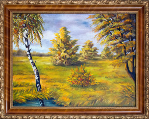 Fine art. Oil paintings rural landscape.