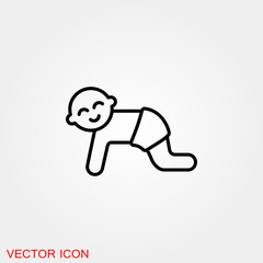 Baby changing diapers flat icon sign. vector