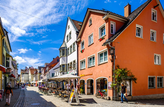 Isny, Germany - August 6: Famous old town with historic buildings of Isny im Allgau on August 6, 2020