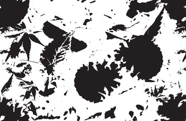 Vector seamless autumn background. Black and white texture