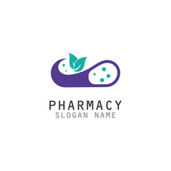 Capsule Drug vector logo creative for Pharmacy Graphic design