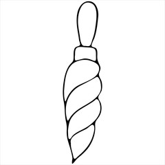 christmas decoration in the shape of an icicle spiral, a toy for a tree, coloring, vector element in doodle style