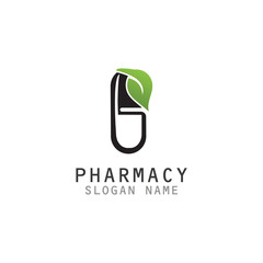 Capsule Drug vector logo creative for Pharmacy Graphic design