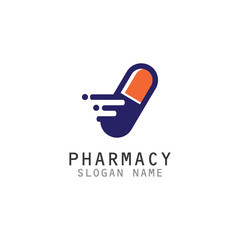 Capsule Drug vector logo creative for Pharmacy Graphic design