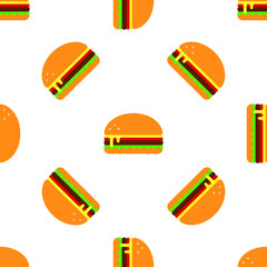 simple vector eps seamless pattern background from illustration of a burger cheeseburger on a white background