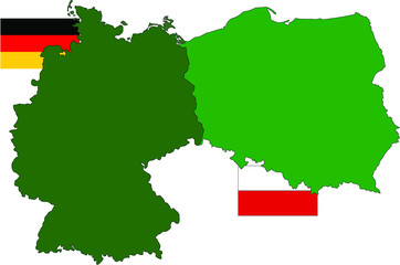 map of germany and poland with flags
