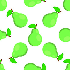 simple vector eps seamless pattern background from illustration of a pear with leaf on a white background