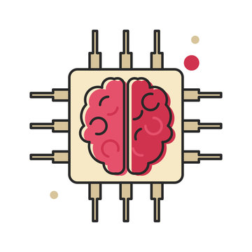 recommend clip art: Human brain inside a computer chip. Artificial Intelligence or AI concept. Flat style illustration. Isolated on white background. 