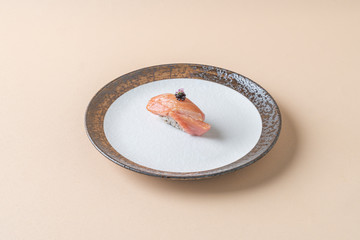 smoke salmon raw on sushi rice