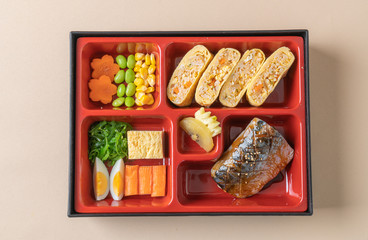 grill mackerel saba fish with appetizer in bento set